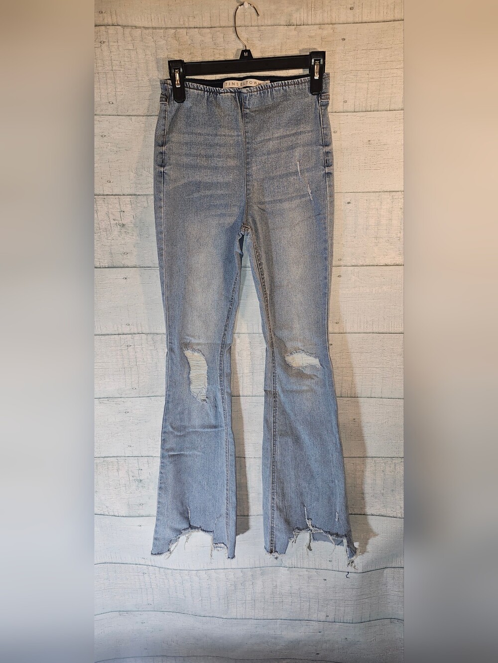 Tinseltown Light Wash Distressed Flare Jeans